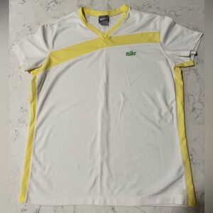 Nike Women's Short Sleeve Dri-Fit Tee in White and Yellow